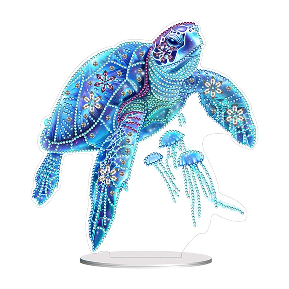 Sea Turtle Special Shaped Desktop Diamond Art Kits Animal 5D DIY Diamond Art Tabletop Decorations for Home Office Desktop Decor