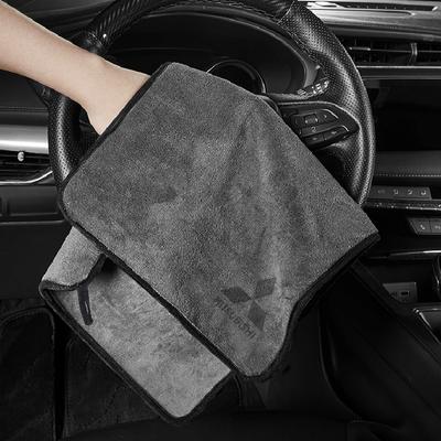 Car Wash Microfiber Towel Auto Emblem Cleaning Drying Rag For Lancer Asx Outlander 3 L200 Pajero Cloth Auto Accessory