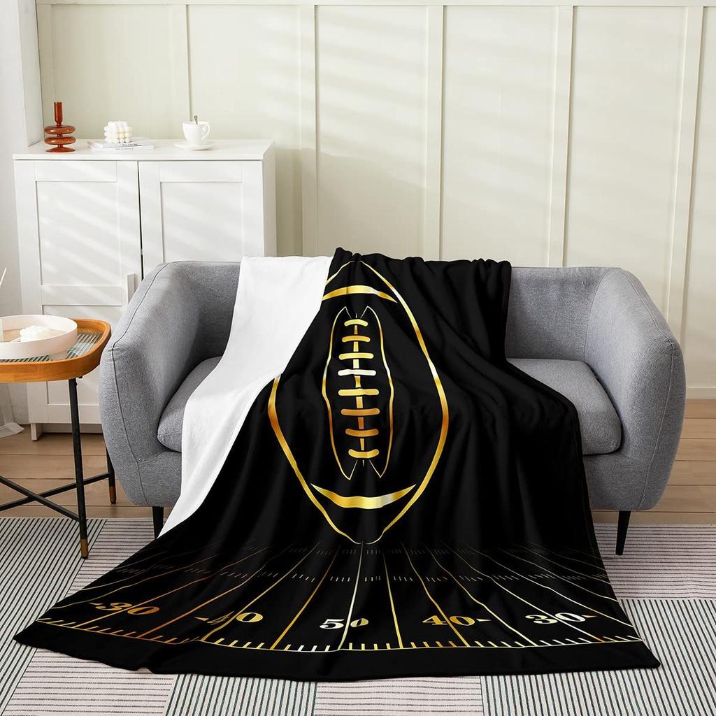 Rugby-Muster digital bedruckte Polyester-Schlafzimmer-Samt-Flanell-Decke Fleece-weiche Sofa-Überwurfdecken für Betten