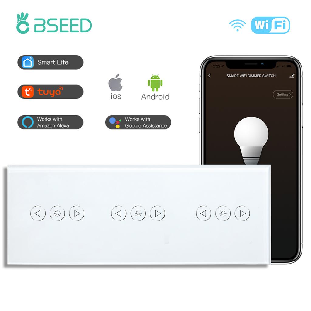 BSEED Wifi Stmívací Spínače 1pólový Chytrý Dotykový Spínač Nahoru Dolů Tuya Smart Life Aplikace Alexa S EU Zásuvkou USB Porty Type-c
