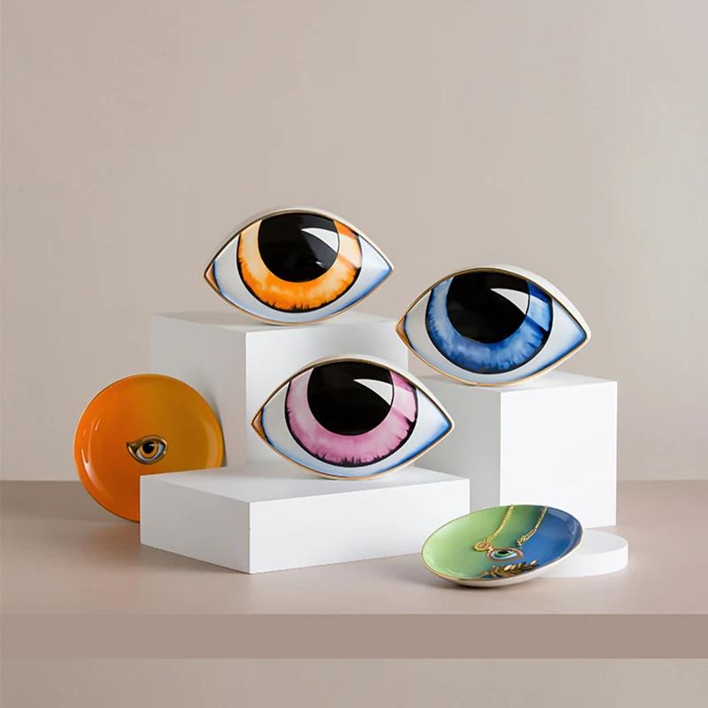 Nordic Style Ceramic Devil's Eye Home Decor Eye Abstract Ornament Sculpture Statues Study Room Abstract Decoration Gift Giving