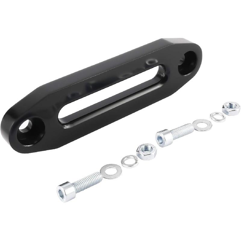 6" Billet Polished Aluminum Hawse Fairlead Load Capacity 3500-5500 LBs with Mounting Hardware for Synthetic Winch Rope (Black, 6")