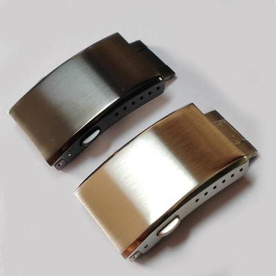 Hochwertiges doppeltes Druckknopf-Faltschließen-Uhrenzubehör (18/20/22mm) in Schwarz/Silber