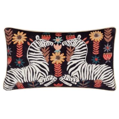 Wylder Mirrored Embroidered Zebra Cushion Cover