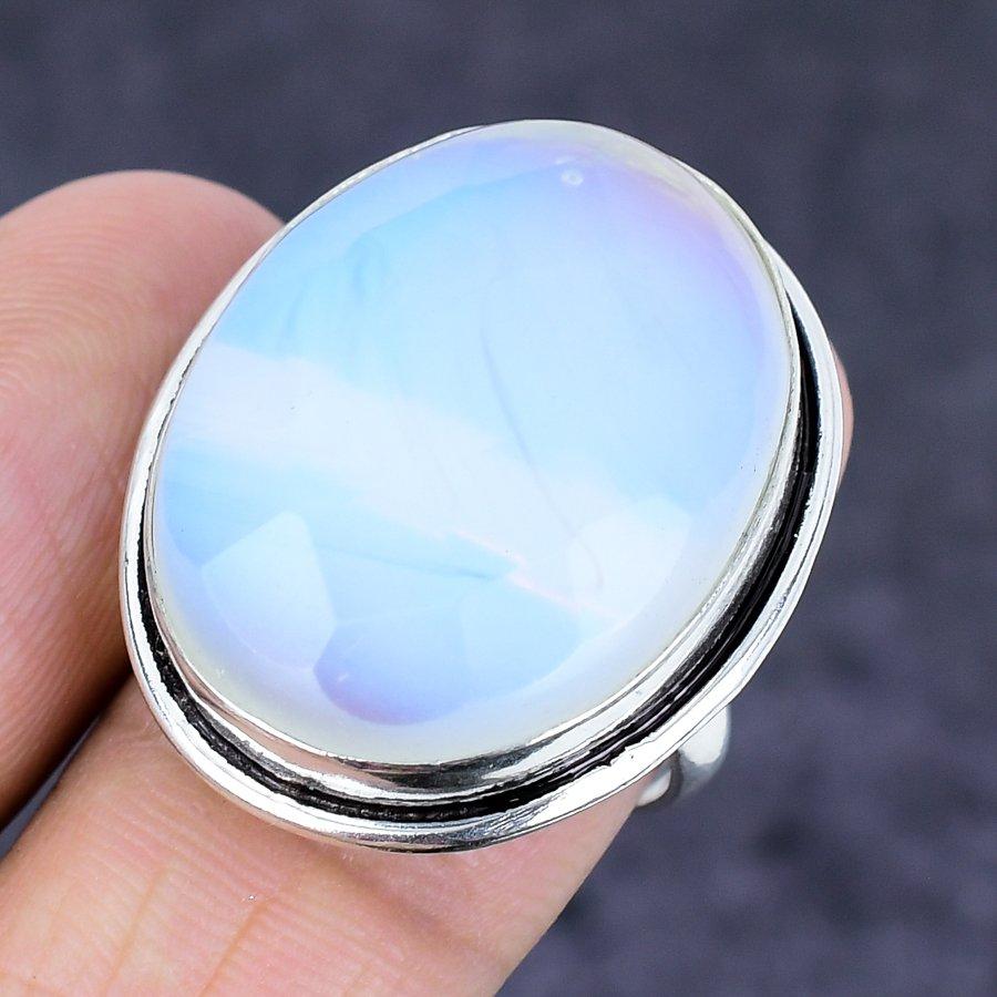 Natural Milky Opal Gemstone 925 Sterling Silver Jewelry Ring Size 8 D7r02