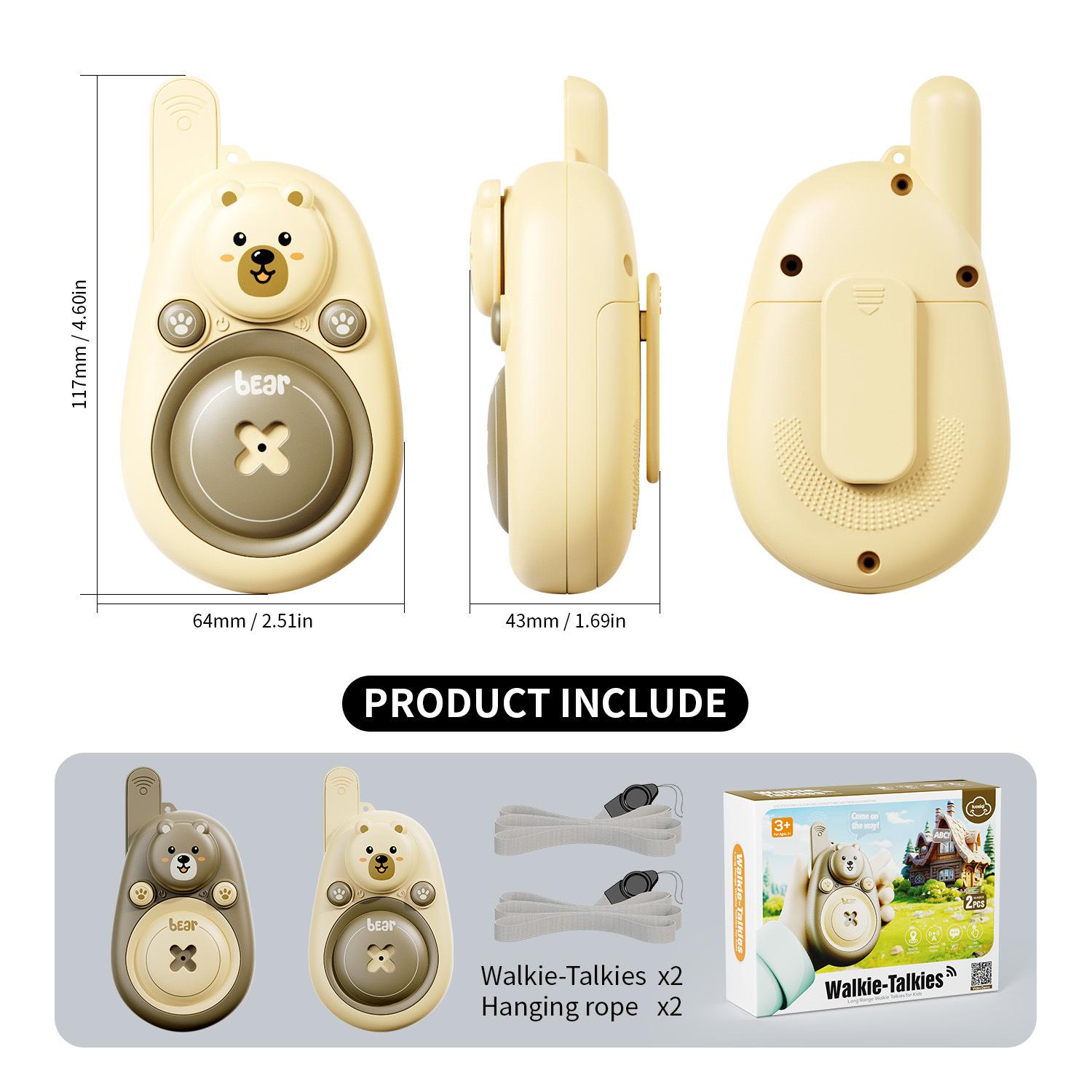 

2 Pack Lovely Bear Walkie Talkies Toys for Girls with Wearable Lanyard for Outdoor Camping,Birthday Gifts for 4 5 6,new year