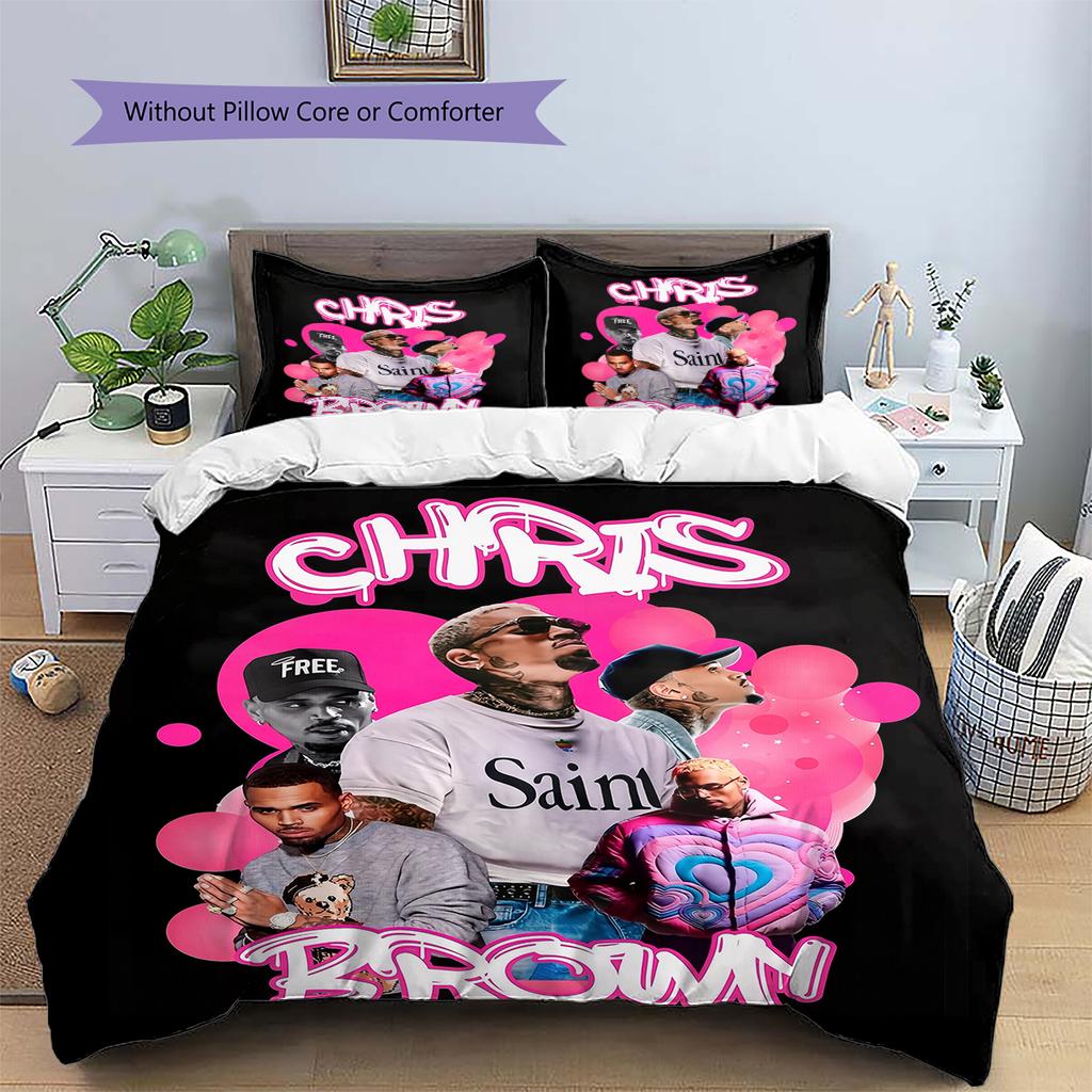 Chris Brown Pattern Bedding Home Decoration Birthday Gift (1 * duvet cover + 2 * pillowcase, without core)