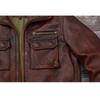 Chinese Size Vintage Red Brown Men Leather Jacket M65 Hunting Flight Jacket Genuine Cowhide Coat Autumn