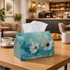 1pc Tissue Box Holder Featuring a Teal Watercolor Design with White Daisies - a Fluid Ink Floral Pattern That Is Soft And Ethereal. Made from Durable