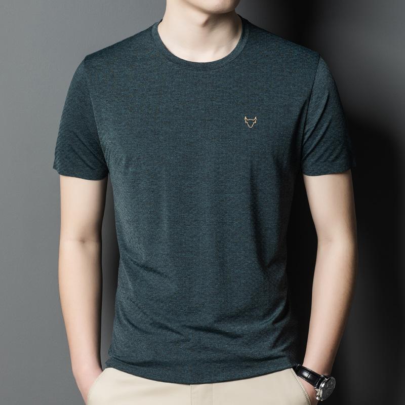 

Летняя эластичная мужская футболка из ледяного шелка с короткими рукавами, легкосохнущая футболка с принтом для спорта и отдыха на открытом воздухе, классная футболка для людей среднего и старшего возраста XXXXL