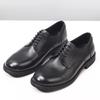 Japanese Style Cowhide Leather Black Solid Lace Up Mens Business Formal Shoe Classic Round Toe Soft Soled Breathable Derby Shoes