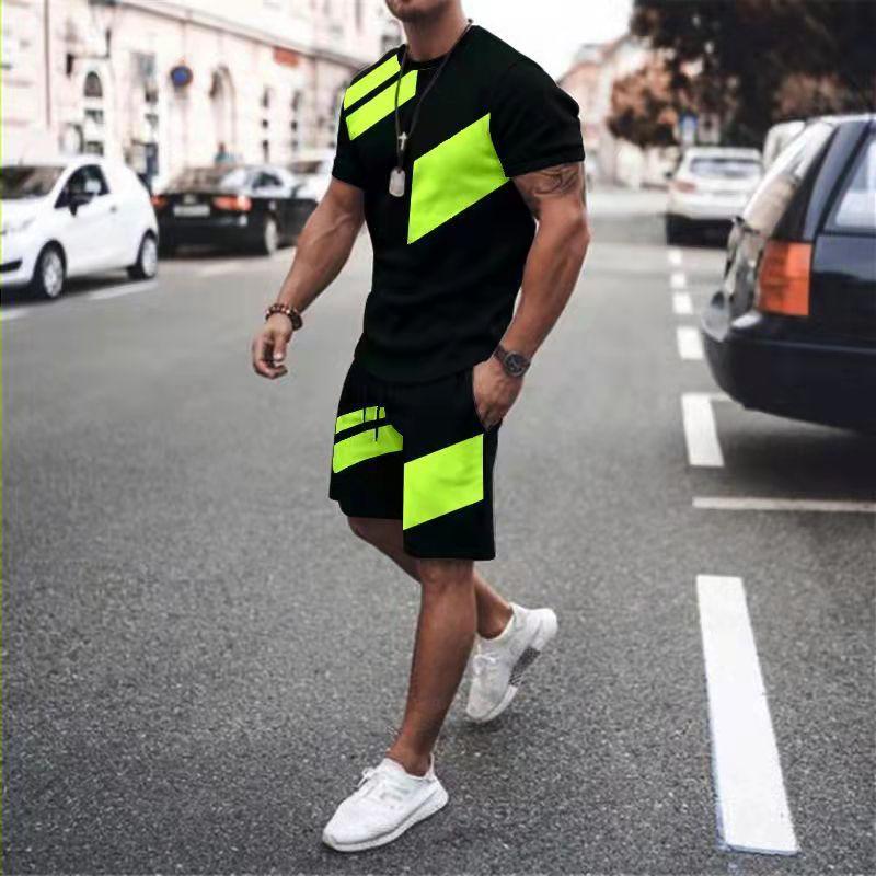 Summer Fashion Casual 3D Printed Men's T-Shirt Set Quick-Drying T-shirt Shorts Sets Tees Men Tracksuit Streetwear Oversized Tops