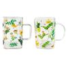 Blue Lotus Large Capacity Glass Mug for Girls - Perfect for Breakfast & Home Drinking