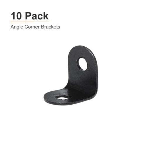 DTGN 12x12x9mm (LxWxH) L-Bracket Angle Braces, 10 Pieces, Metal Right-Angle Brackets for Wood Furniture Repair, Black