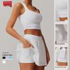 OEING Women's Breathable Yoga Fitness Vest & Skirt Set