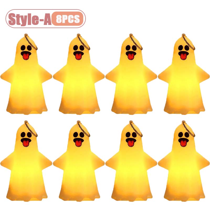 Portable Pumpkin Lantern with Ghost Hanging Ornament Hallowmas Decoration for Party Haunted House Indoor Outdoor Scene Prop