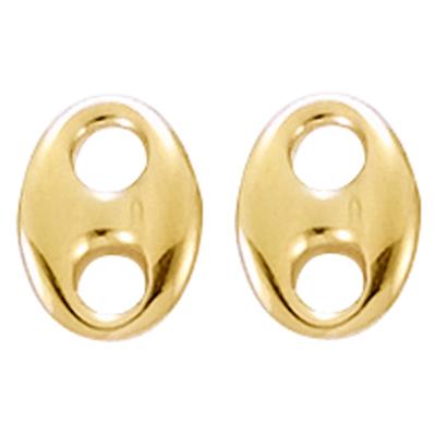 [R1546] - Gold Plated 'Coffee Bean' Earrings - 9x6 Mm