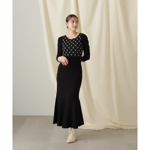 by Jill Casual Logo Jacquard Mermaid Knit Gray [Jill Stuart] Dress, Dress, Women's,