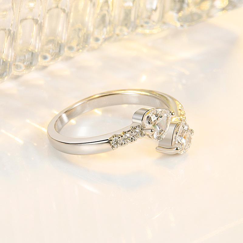 Korean Heart-Shaped Zircon Rose Gold Ring - Elegant Light Luxury Jewelry