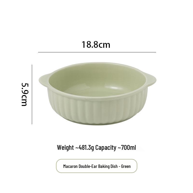 Modern Ceramic Double-Handled Soup and Salad Bowl, Microwave Safe