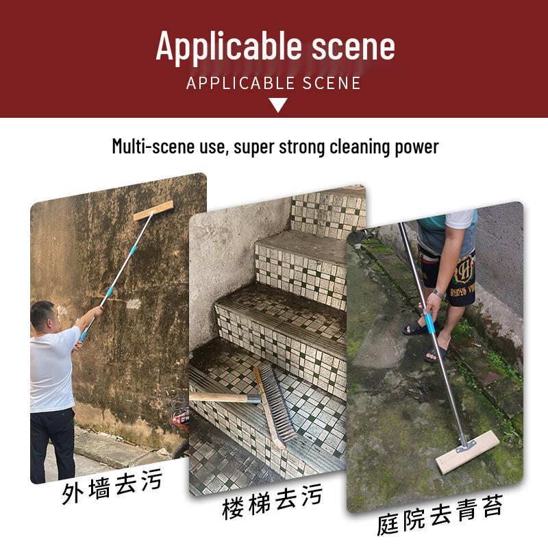 Stainless Steel Wire Floor Scrubber with Long Handle and Hard Bristles