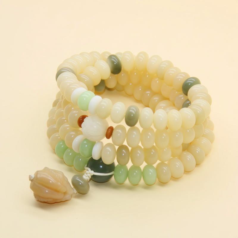 108 Bodhi Seed Lime Abacus Multi-turn Bracelet - Versatile Chinese Style Accessory