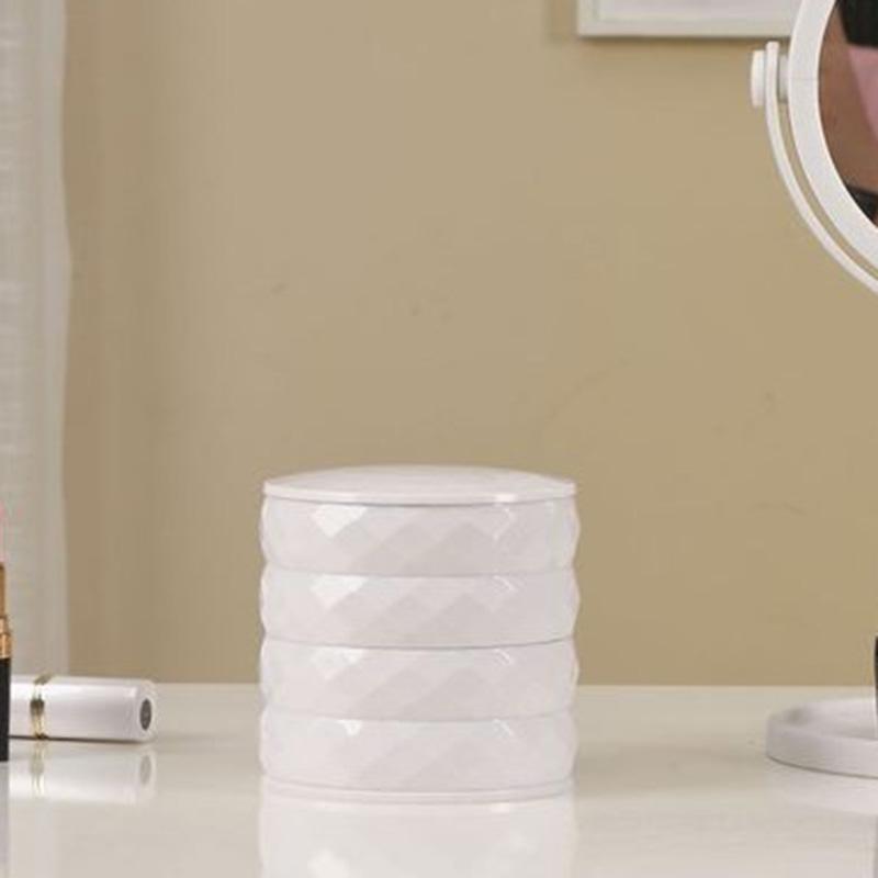 Rotatable Jewelry Organizer Box Earring Holder ABS+Acrylic Storage Tray