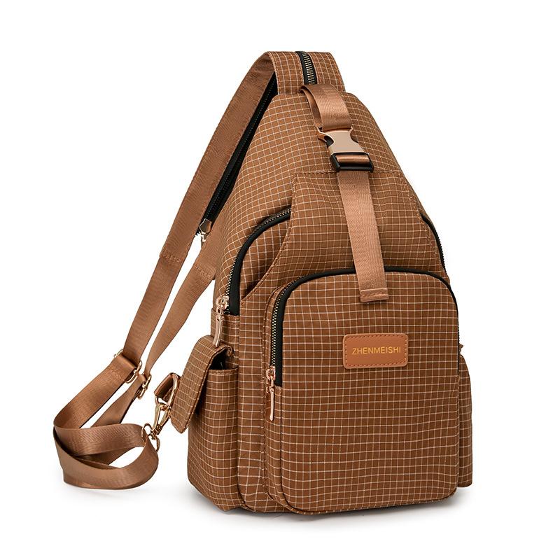 Leichte Brusttasche für Damen Kariert Mehrzweck-Rucksack