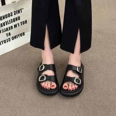 French Platform Slippers Women's Summer Wear Fashion and High Sense 2025 Super Soft New Models with Skirts Going Out Flat Sandals
