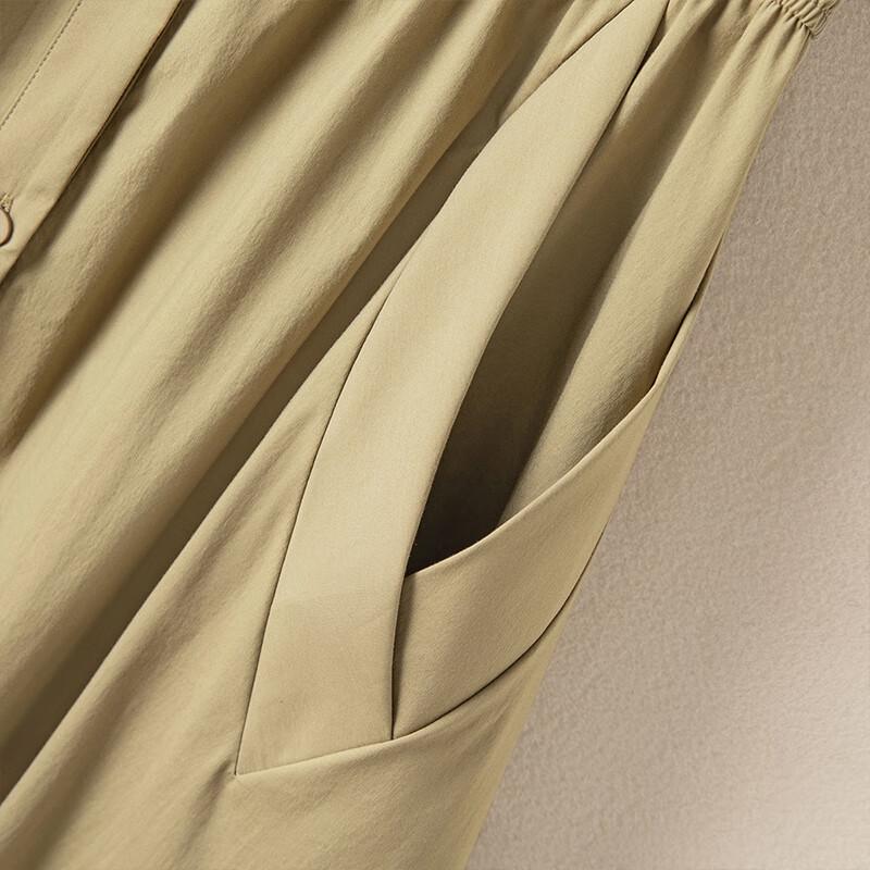 Women's Commuter Style Lapel Collar Button-Front Midi Dress