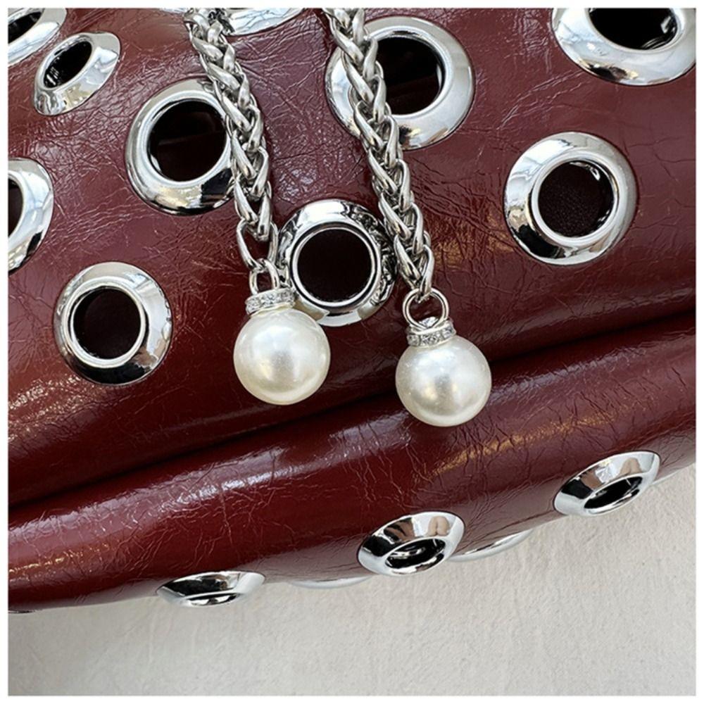 Metal Stud Rivet Shoulder Bag Spicy Girl Drawstring Crossbody Bag Simple Y2k Underarm Bag  Daily