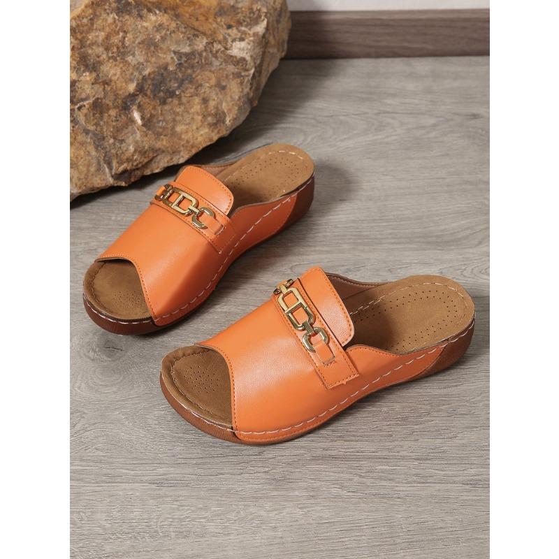 Summer New Large-size Slippers Casual Wedge Heel Light One-character Women's Cool Slippers