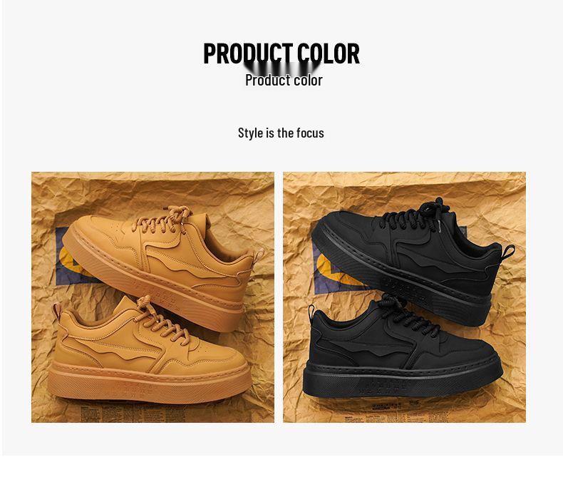 Spring Men's Trendy Breathable Sneakers - Versatile Thick-Soled Casual Skate Shoes
