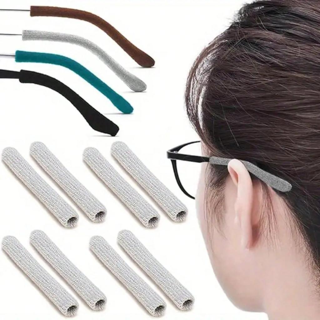 Upgraded Soft Glasses Ear Pads, Non-Slip Knitted Glasses Clips, Comfortable Glasses Sleeves, Glasses Ear Pads And Non-Slip Rear Glasses Clips