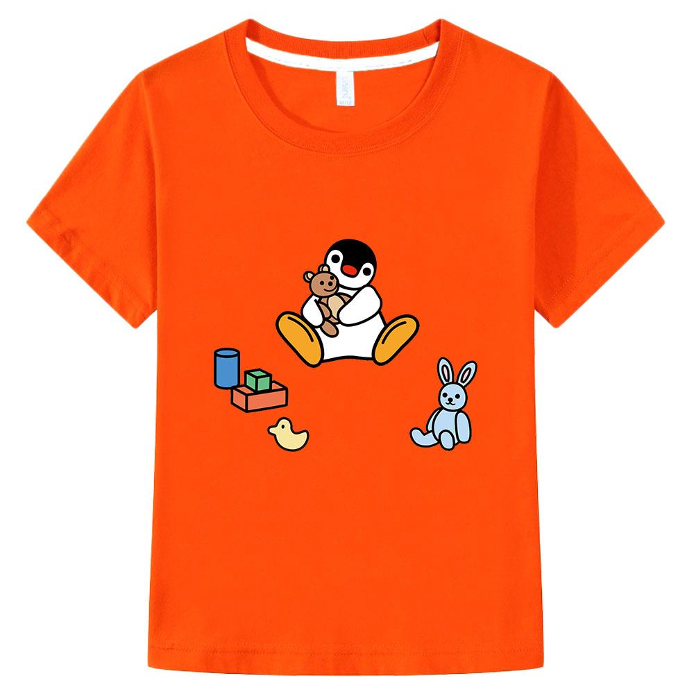 Pingu 100% Cotton Kids T-shirt Kawaii Boys Cartoon Print Girls O-neck Clothing Sports Fashion Tops Manga Short Sleeves Summer