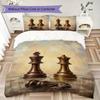 Schachfiguren Muster Bettwäsche Steppdecken-Set Steppdeckenbezug Kissenbezug Heimdekoration Geburtstagsgeschenk (1 Bettbezug + 2 Kissenbezüge (ohne Füllung))