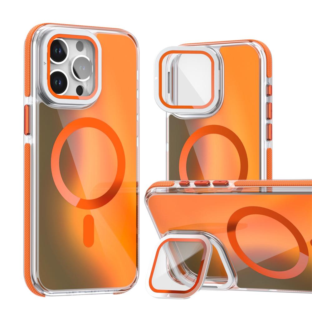 

Lens Folding Stand Laser Gradient Magnetic Phone Case For iPhone 17 16 15 14 13 12 11 Pro Max For Magsafe Wireless Charge Cover For iPhone 11&Case & Holder