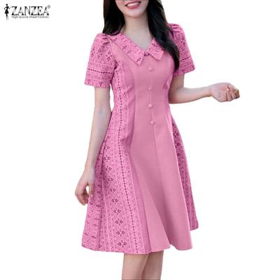 Women Casual V-Neck Summer Short Sleeve Print Dress