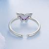 Silver Adjustable Ring with Crystal Butterfly, Silver 925