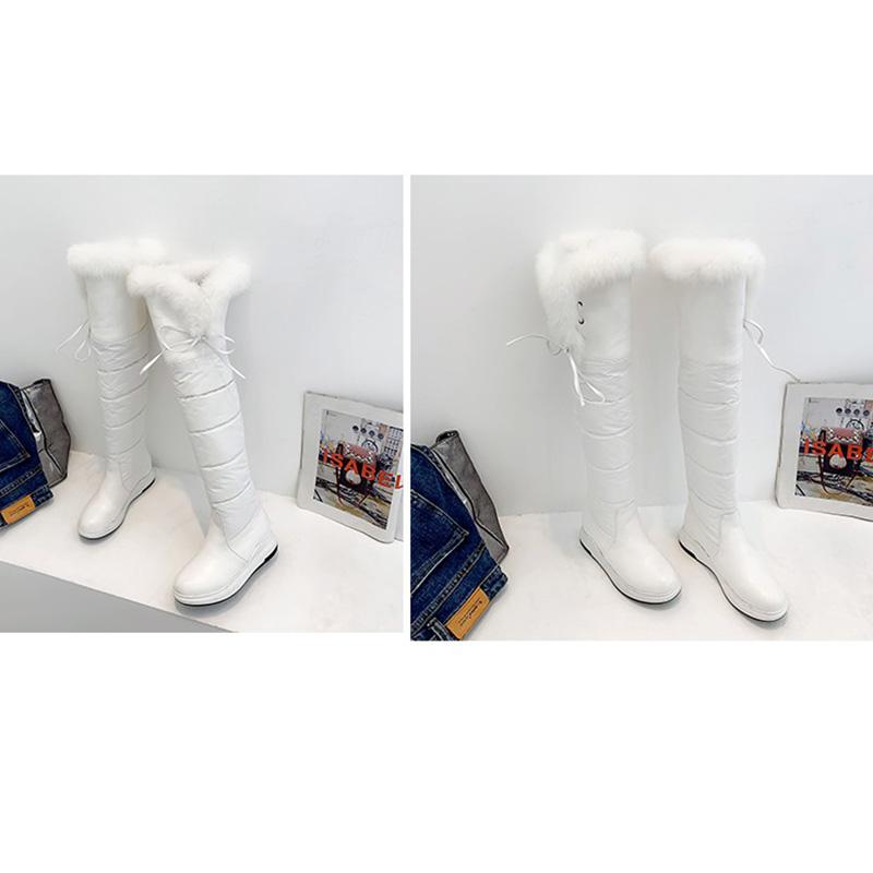 Cizme de zăpadă pentru femei iarnă cu talpă plată confortabile impermeabile tabel mărimi mari călduroase pluș cizme până la genunchi