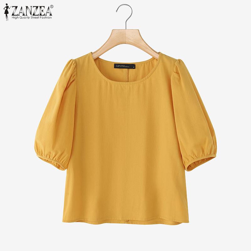 ZANZEA Women Summer Round Neck Casual Short Sleeve Cotton T-Shirt