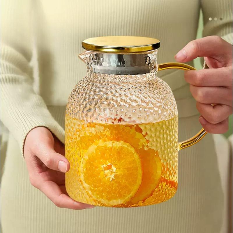 High Borosilicate Glass Cool Kettle Thickened High Temperature Resistant Hammer Pattern Boiling Teapot Large Capacity Home Use Teapot for Guests