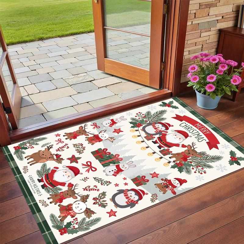 Alfombra Cuadrada Estampada Navideña Suave Antideslizante Para Dormitorio Regalo Navideño