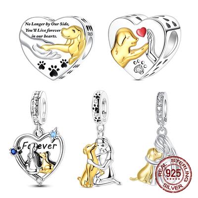 925 Silver Hugging Puppy Charm Pendant for DIY Jewelry Bracelet Women Gift 925 Sterling Silver Cute Dog Pendant