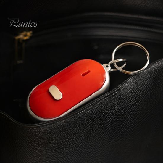 Whistle Activated Key Finder Finder, Portable Anti-Lost Device with Red LED Sound Light, Mini Locator Keychain for Car Keys, Bags, Wallets Wireless