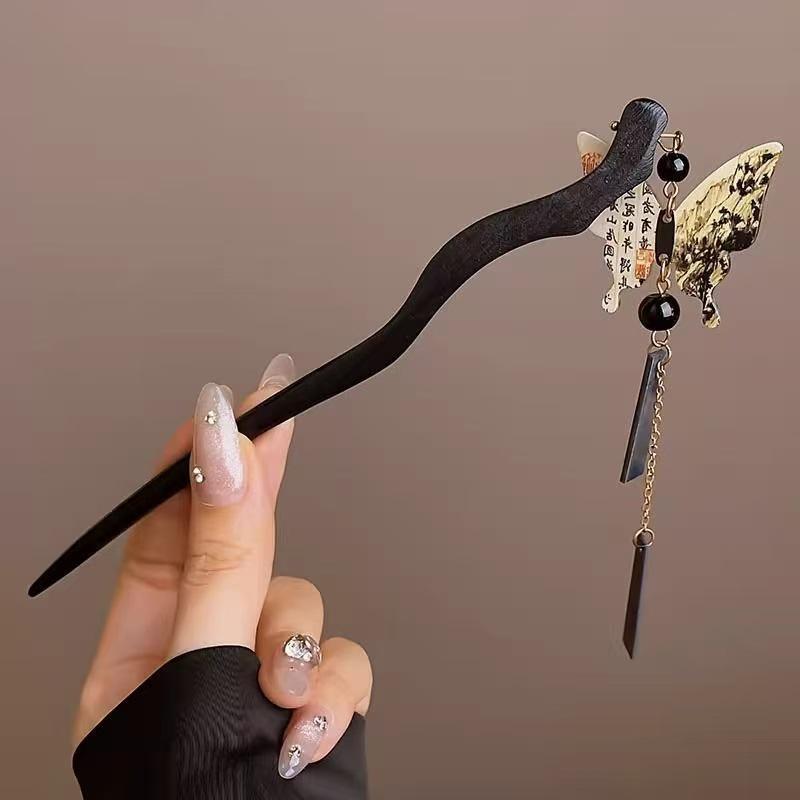 Sandalwood Women's Hairpin: Elegant Modern-Chinese Style Wooden Updo Stick
