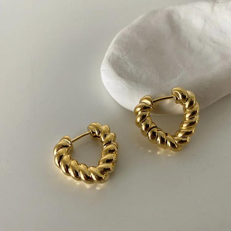 Geometric Ear Buckle Hoop Earrings for Women Girl Smooth Metal Round Circle Earring Luxury Fashion New Punk Jewelry Gifts
