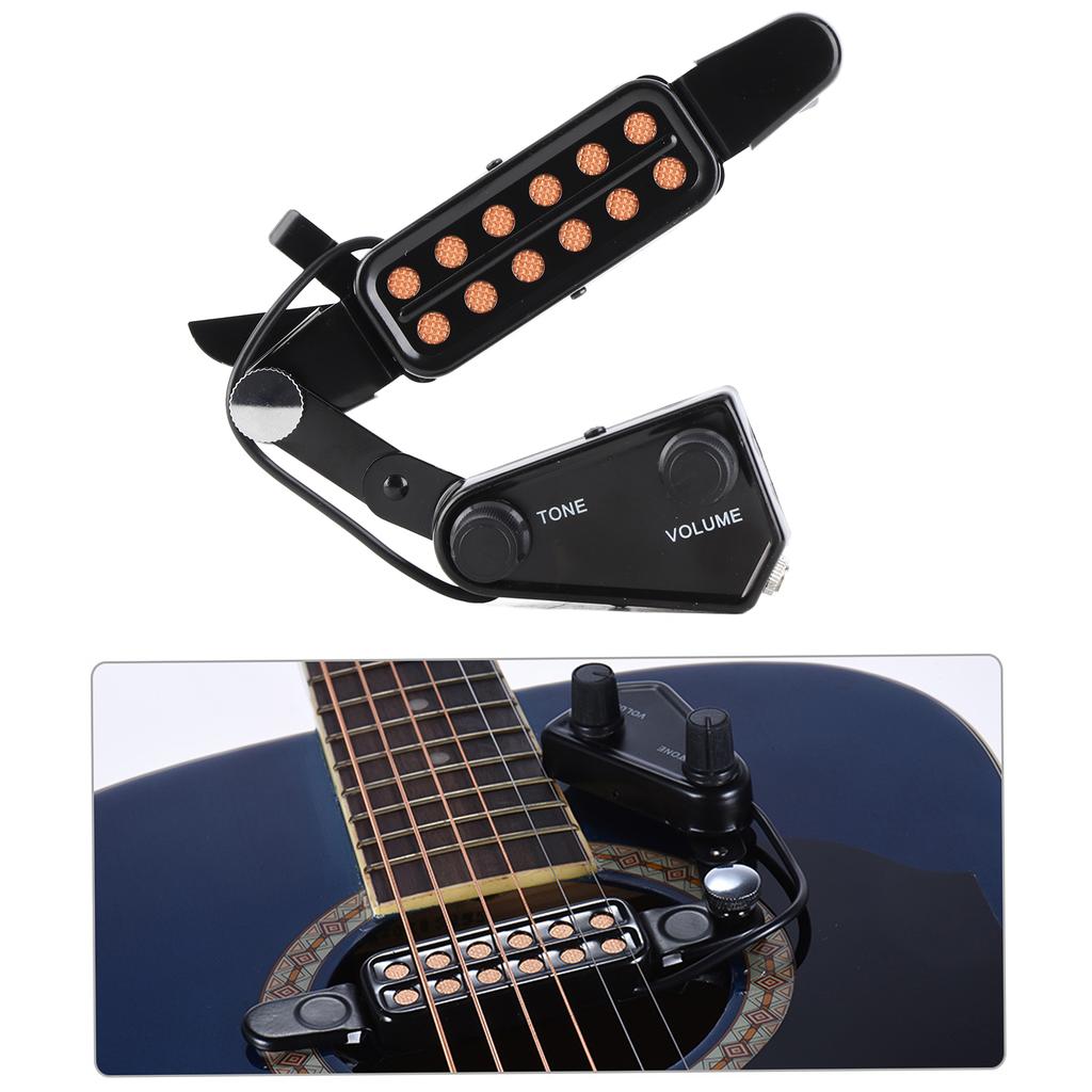 Guitar Pickup 12 Hole Acoustic Guitar Soundhole Pickup with Tone Volume Controller and Audio Cable