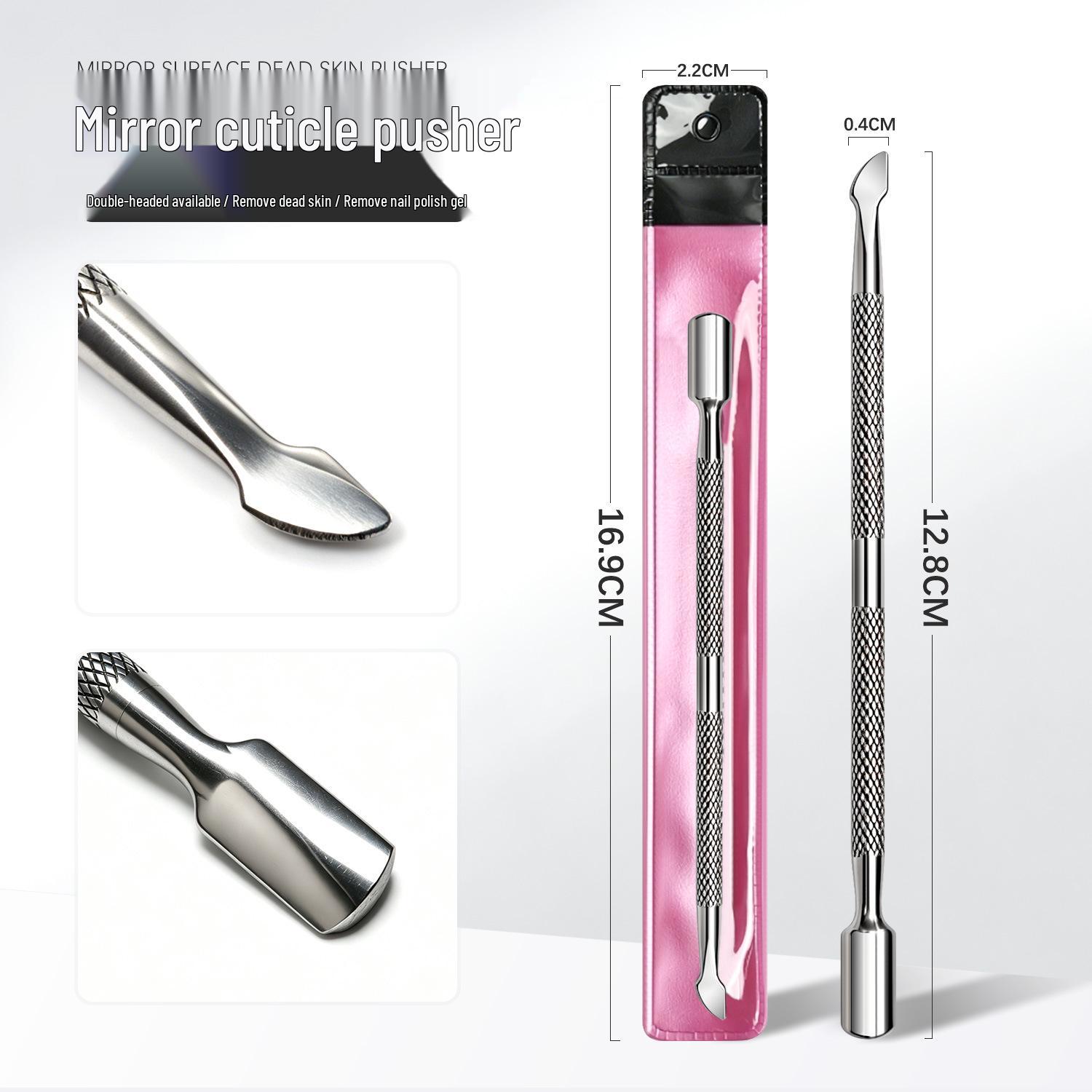 Double-Ended Stainless Steel Cuticle Pusher & Remover Tool Mirror Finish Cuticle Pusher (Small)