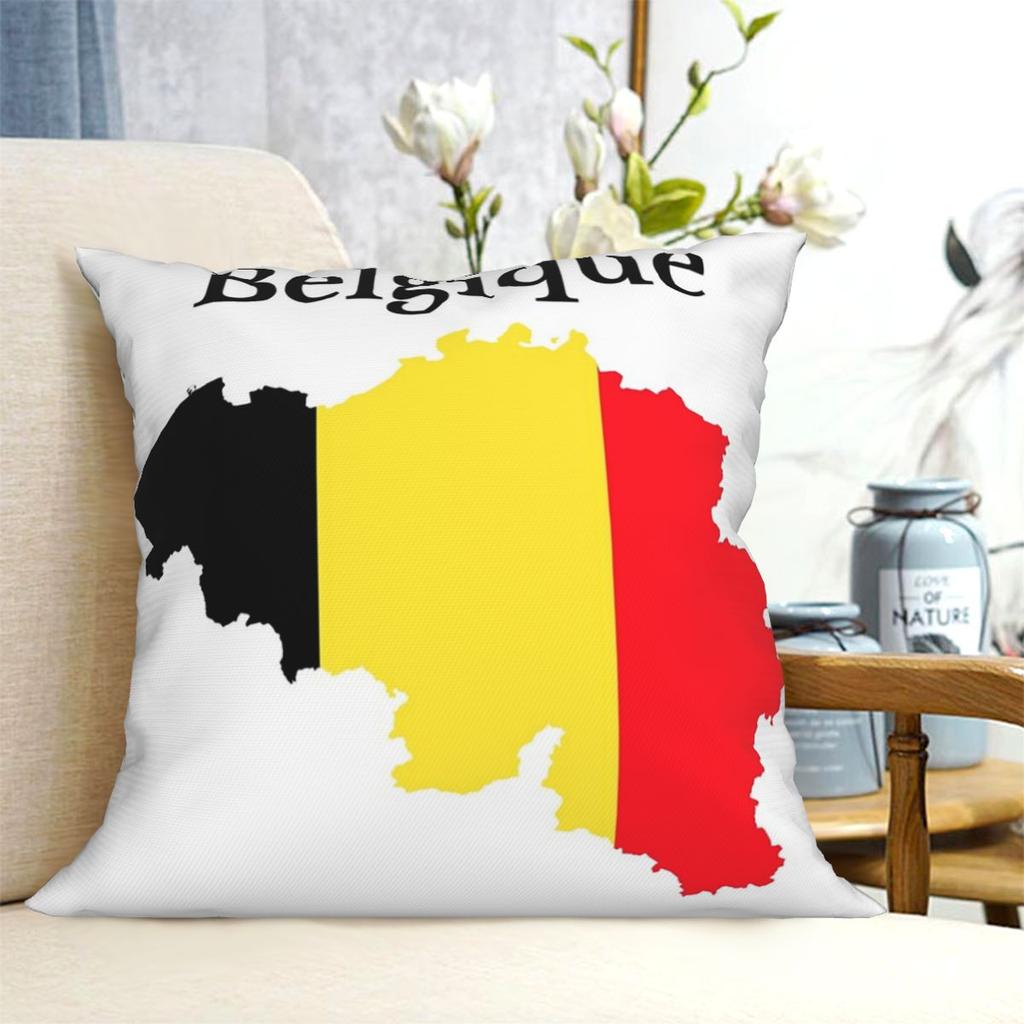 Belgium Flag Map Design In French Square Pillowcase Cushion Cover Pillow Case Throw Pillow Cover for Home Sofa Living Room